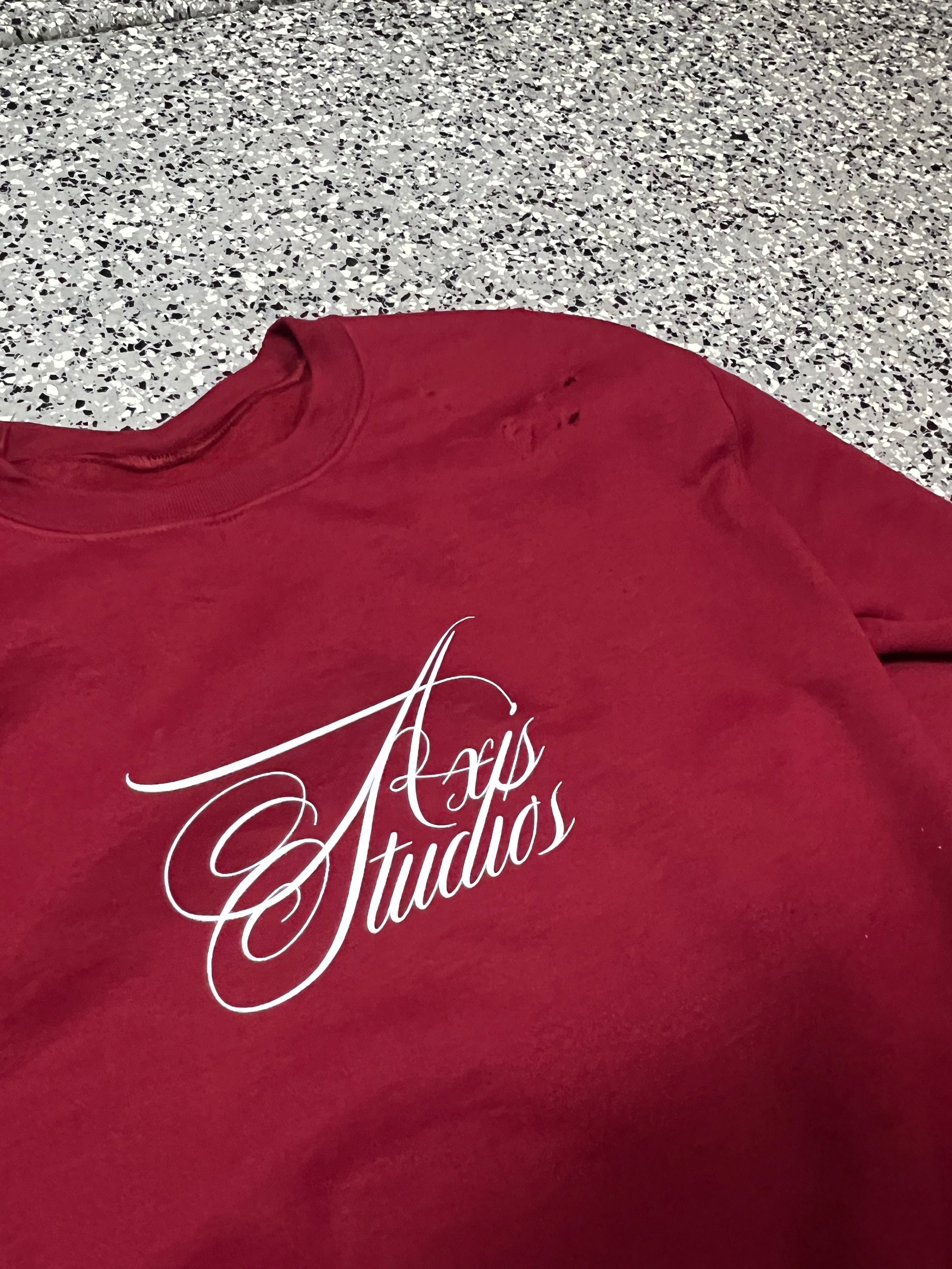 Axis Studios Distressed Maroon Crewneck