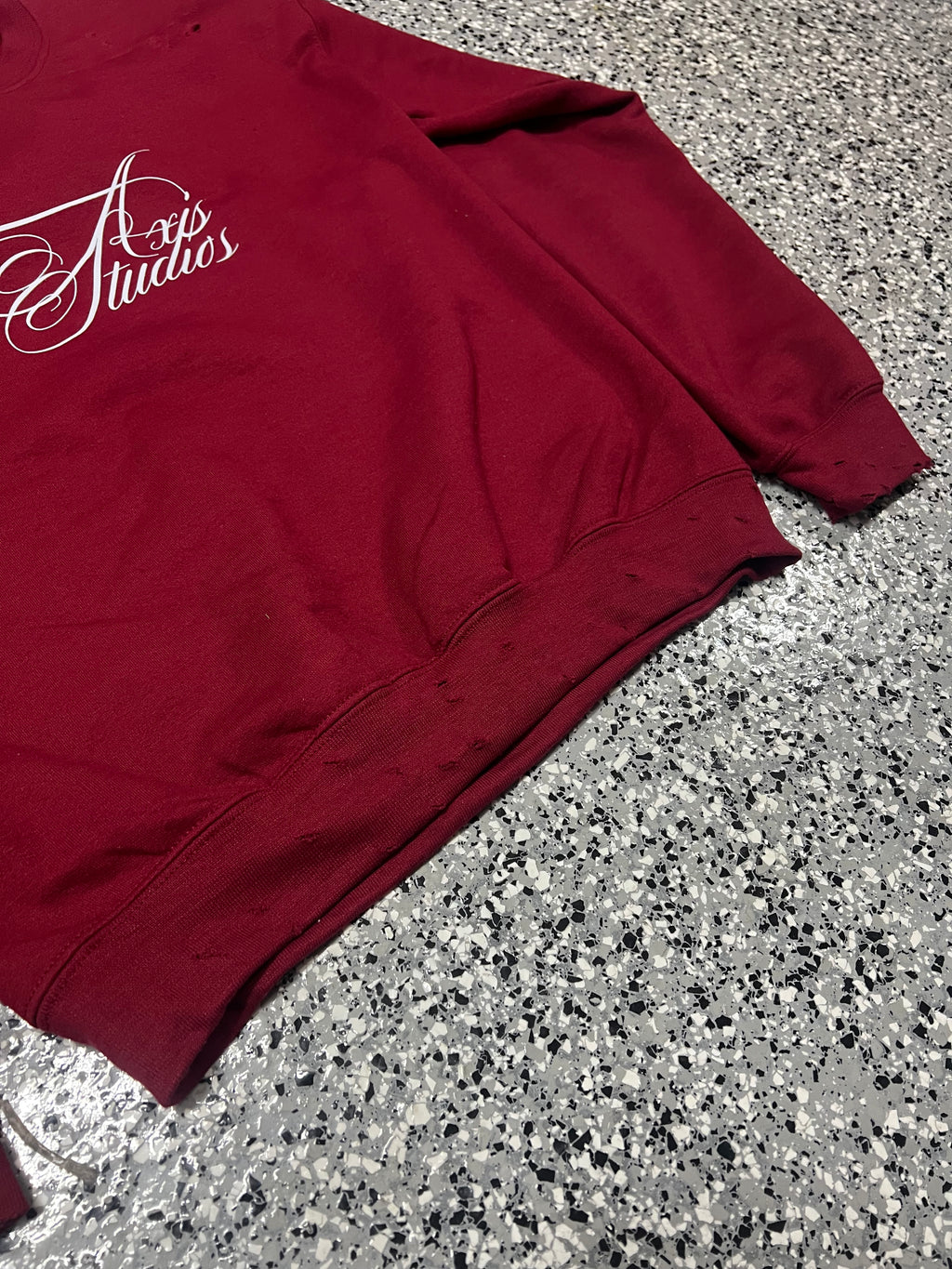 Axis Studios Distressed Maroon Crewneck